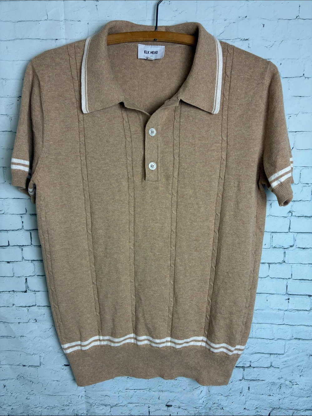 Elk Head Cashmere Cotton Blend Polo Shirt Men's Size Small Preppy - Picture 6 of 14